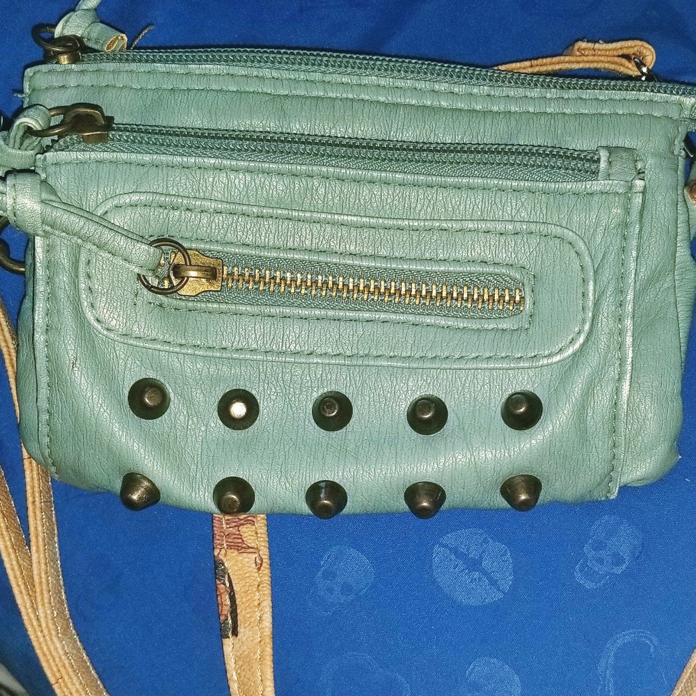 Nine west cross body teal studded bag